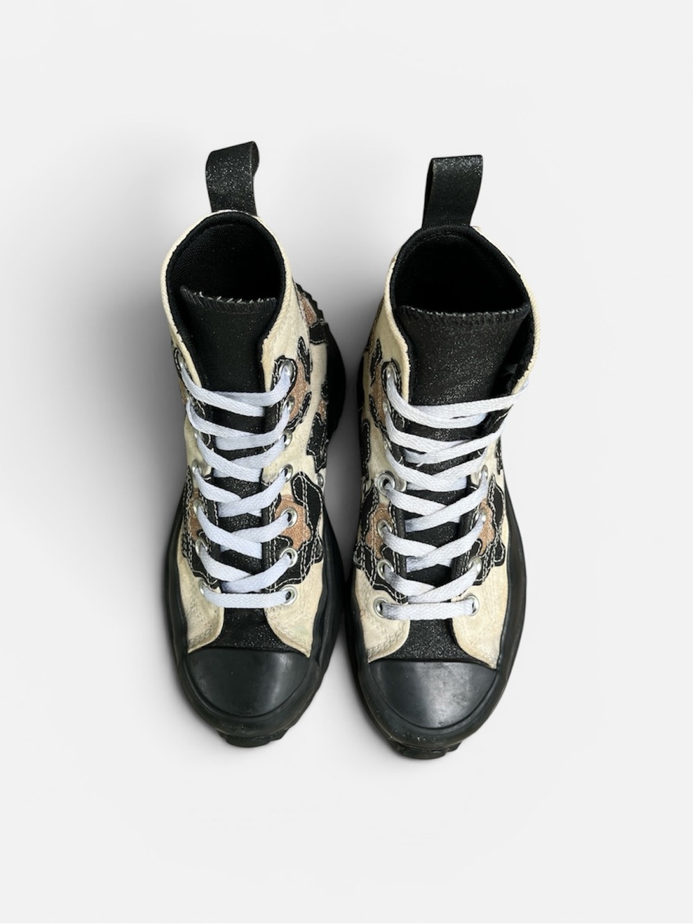Converse Platform High-Top Sneakers in Cream, Black and Tan Camo - Picture 10 of 11